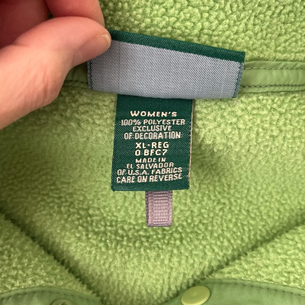 Vintage 90s L.L.Bean quarter snap fleece pullover with pockets green XL Reg - Picture 12 of 14